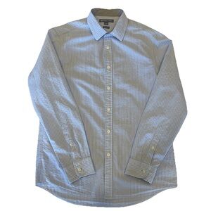 Michael Kors Men’s Classic Fit Blue Cotton Long Sleeve Button-Down Shirt Size M